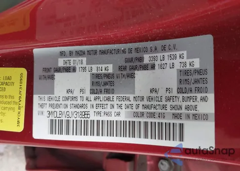 2018 Toyota Yaris Ia из США, поврежденный, VIN 3MYDLBYV9JY318955